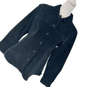 NWOT! A.M.I.! LUXURIOUS BLACK GENUINE SUEDE LEATHER SHORT STYLE JACKET! SZ L